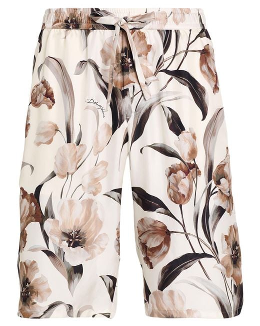 Dolce & Gabbana White Ivory Shorts & Bermuda Shorts Silk for men