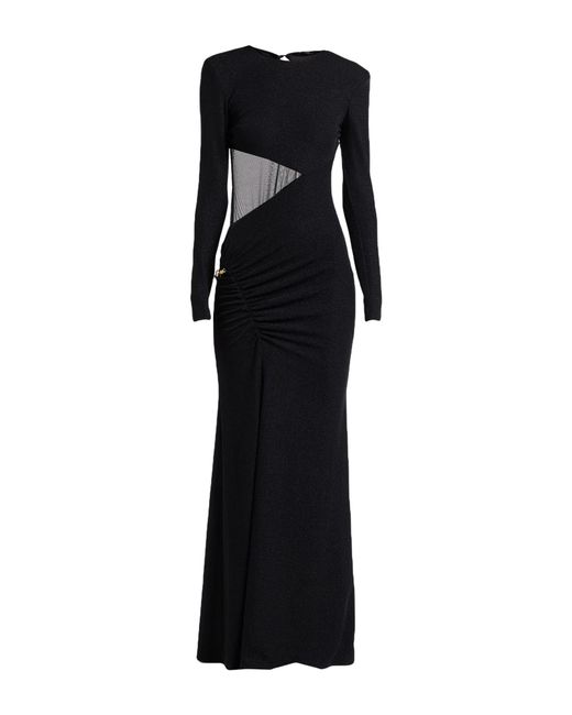Just Cavalli Black Maxi Dress Polyester, Metallic Polyester, Elastane