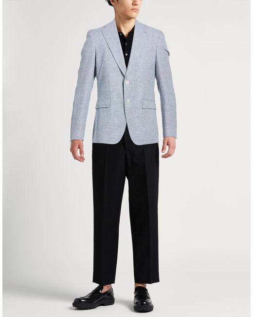 HUGO Blue Blazer Linen, Cotton, Polyamide for men