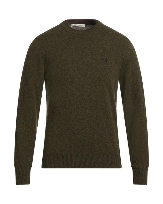 Brooksfield Green Military Sweater Virgin Wool for men