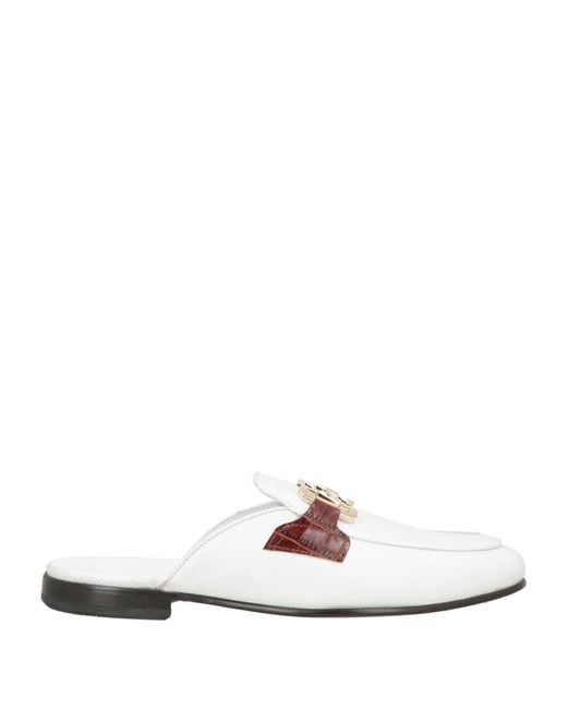 Giovanni Conti White Mules & Clogs Leather for men