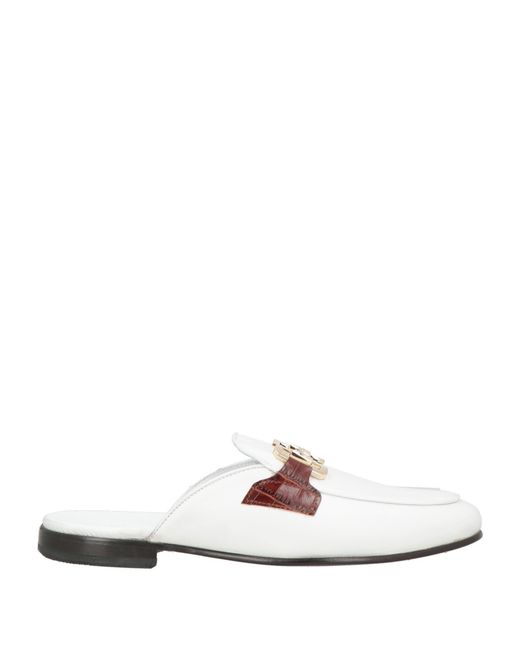 Giovanni Conti White Mules & Clogs Leather for men