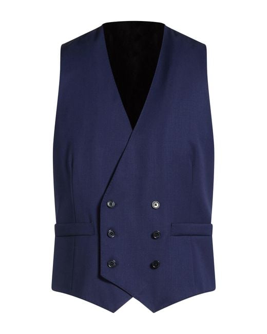 Lardini Blue Tailored Vest Wool, Elastane for men