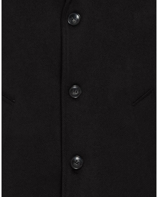Exte Black Coat Polyester, Ramie, Elastane for men