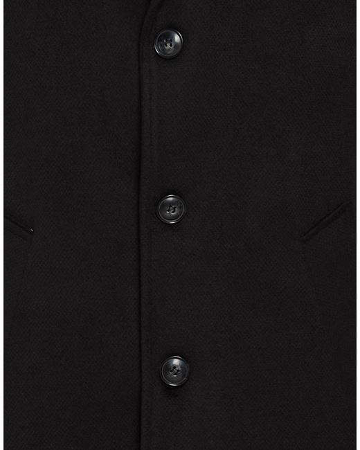 Exte Black Coat Polyester, Ramie, Elastane for men