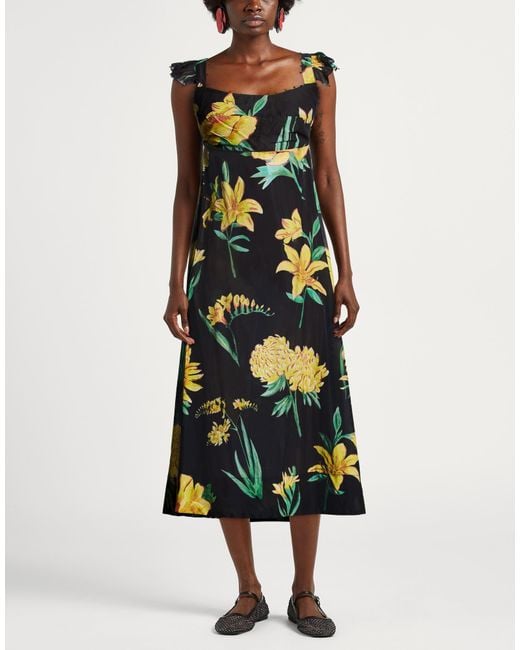 Farm Rio Green Alice Flowers Maxi Dress Midi Dress Cotton