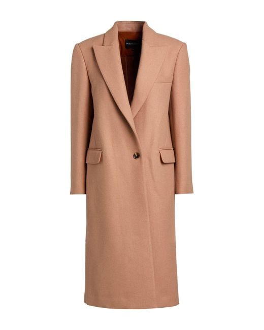 BCBGMAXAZRIA Natural Camel Coat Virgin Wool, Polyamide