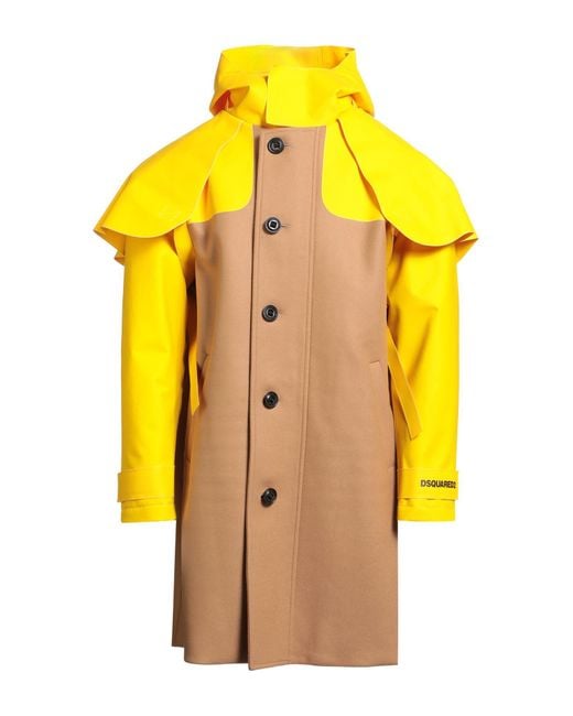 DSquared² Yellow Coat Virgin Wool, Polyamide, Elastane, Cotton, Polyurethane for men