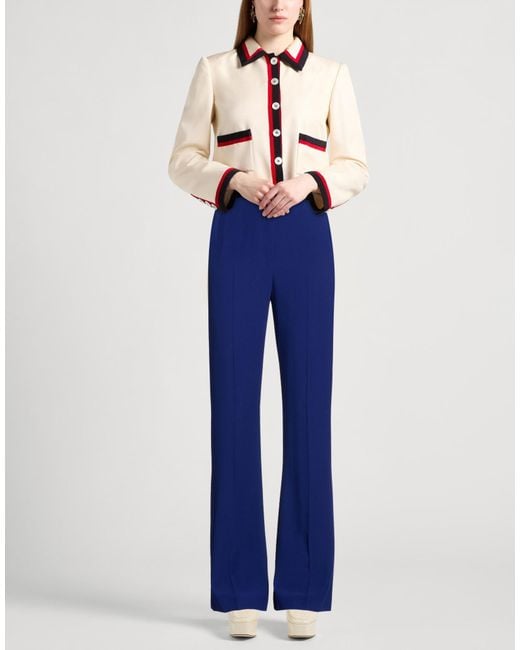 McQueen Blue Pants Viscose, Acetate