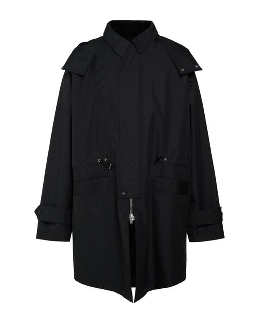 Kris Van Assche Black Overcoat & Trench Coat Polyester for men
