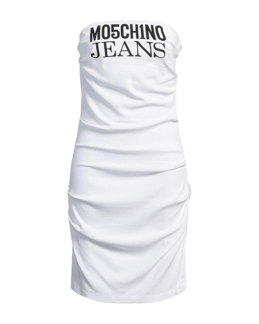 Moschino White Mini Dress Viscose, Elastane