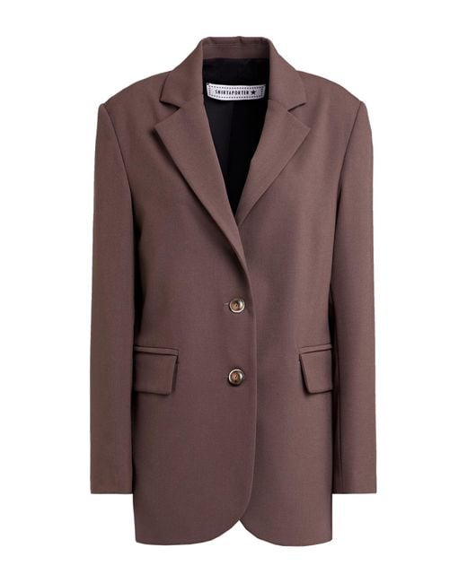 Shirtaporter Brown Chocolate Blazer Polyester, Viscose, Elastane