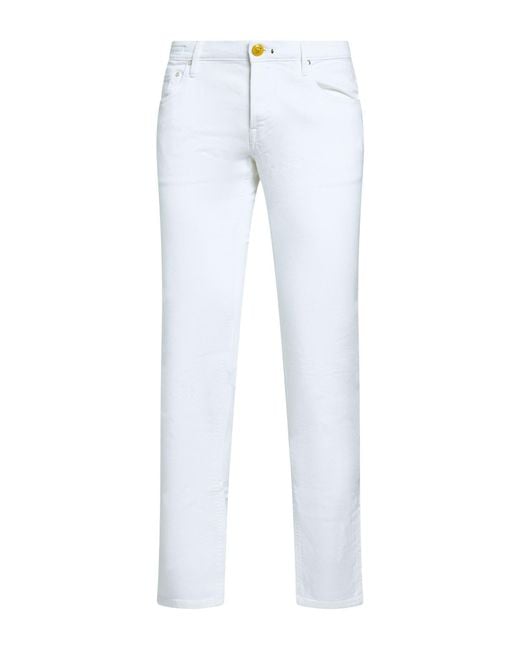 Hand Picked White Jeans Cotton, Elastane for men