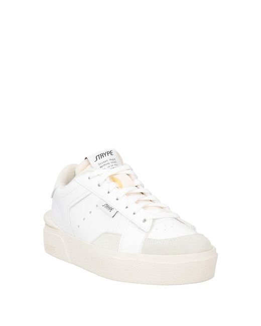 Strype White Sneakers Leather, Textile Fibers