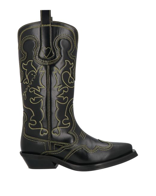 Ganni Black Boot Leather