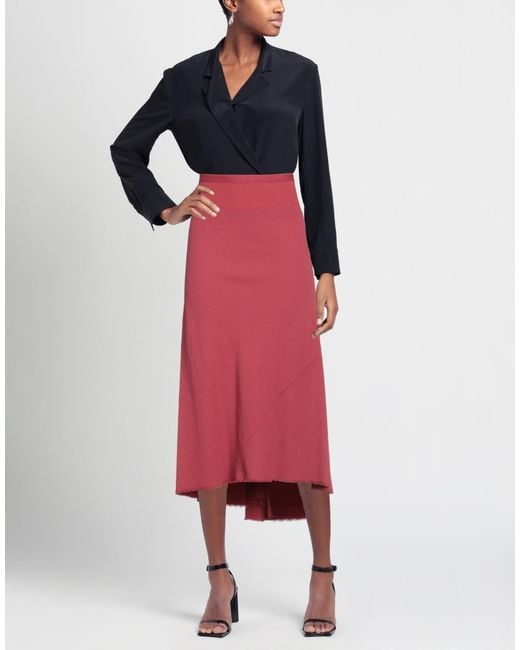 Rick Owens Red Midi Skirt
