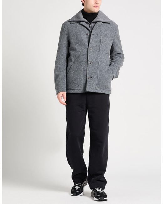 Moncler Gray Coat Virgin Wool, Calfskin for men