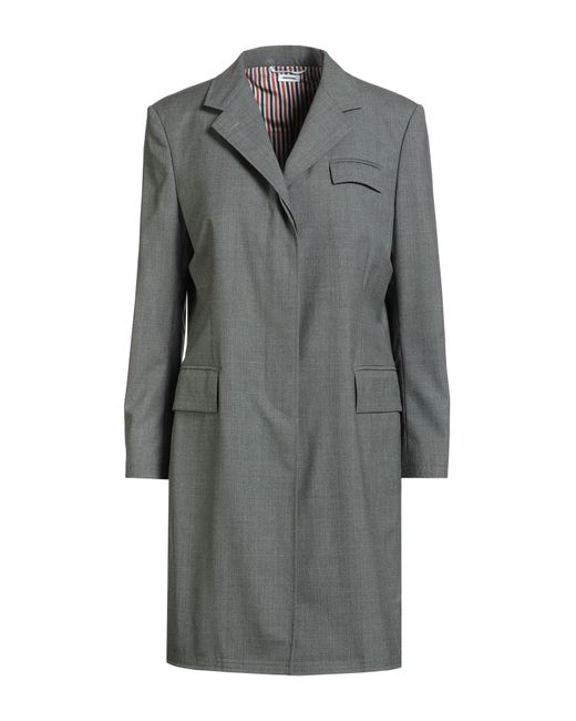 Thom Browne Gray Overcoat & Trench Coat Wool