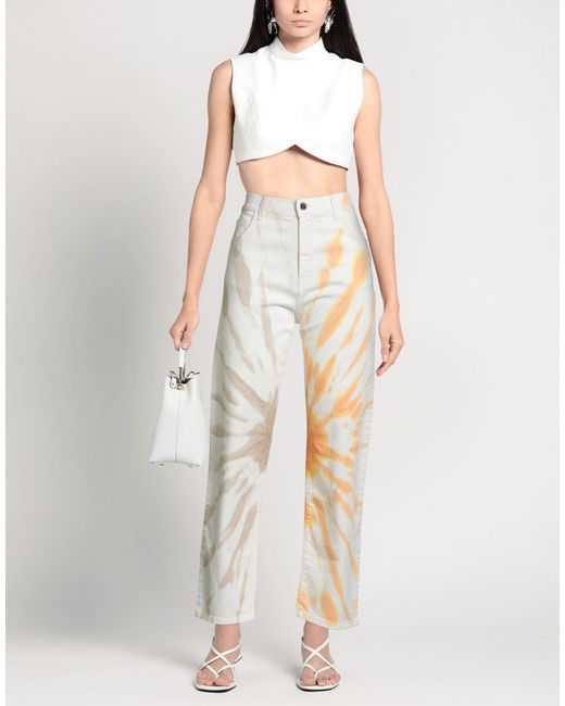 Beatrice B. White Cream Jeans Cotton, Elastane