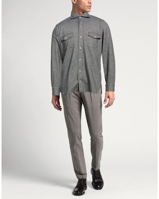Luigi Borrelli Napoli Gray Shirt Cotton for men