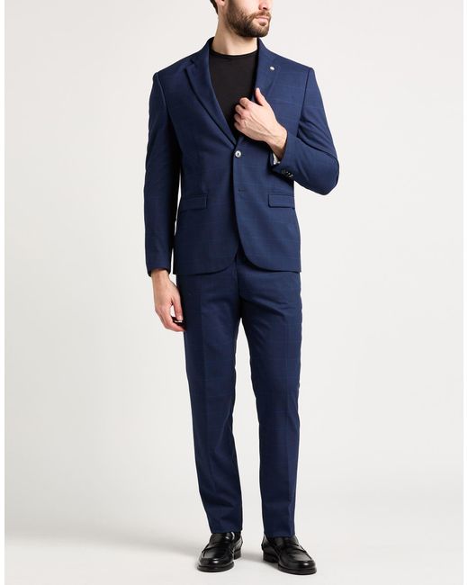 Manuel Ritz Blue Suit Polyester, Viscose, Elastane for men