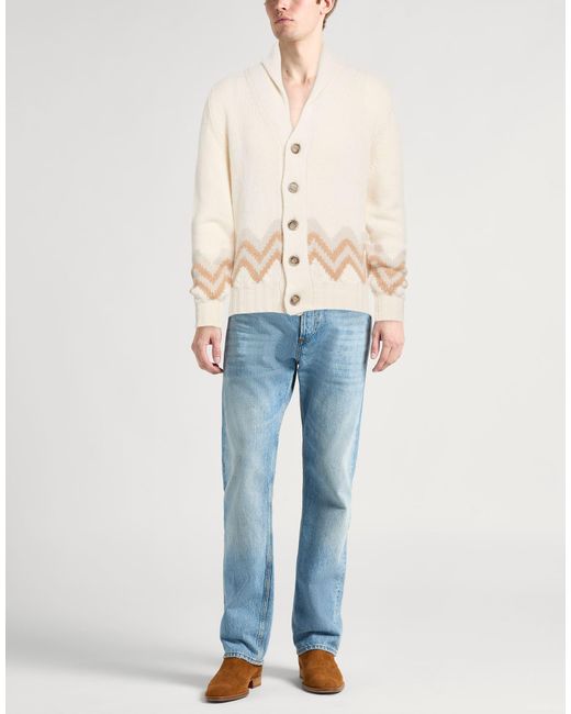 Fedeli Natural Ivory Cardigan Cashmere for men