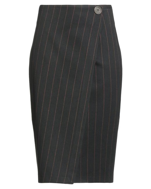 Compagnia Italiana Gray Midi Skirt Polyester, Viscose, Elastane