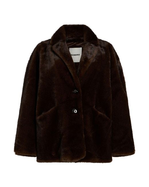 Sandro Black Shearling & Teddy