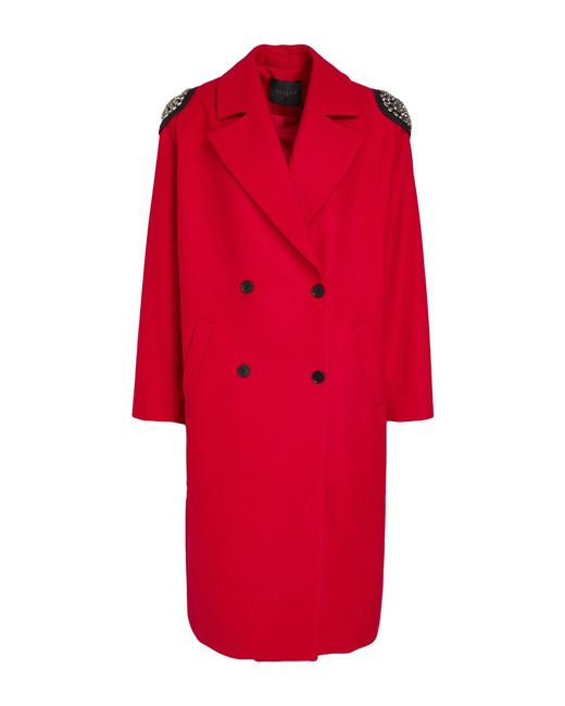 Gaelle Paris Red Coat Polyester, Viscose, Elastane
