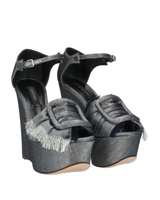 Casadei Gray Sandals Textile Fibers