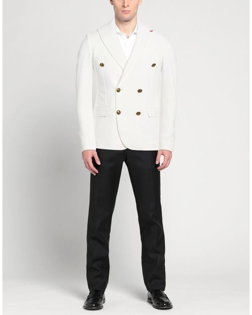MULISH White Blazer Polyester, Elastane for men