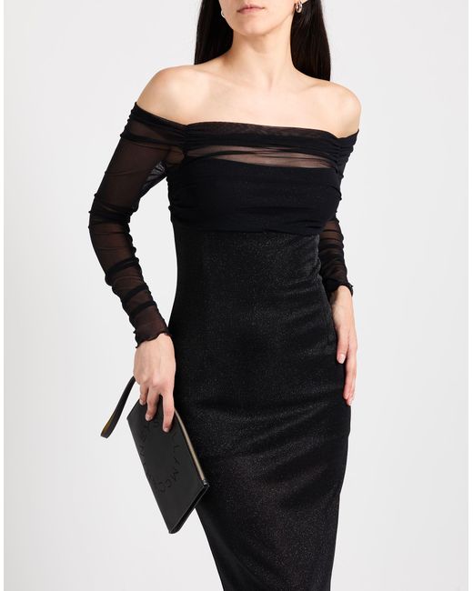 SIMONA CORSELLINI Black Party Edition Midi Dress Polyamide, Metallic Fiber