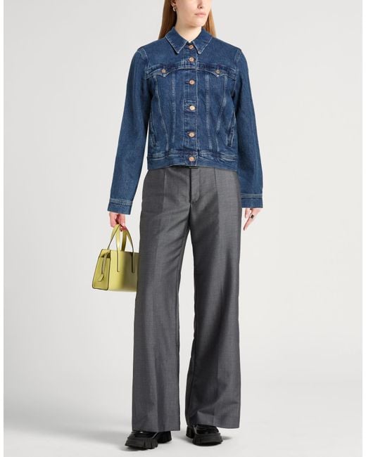 7 For All Mankind Blue Denim Outerwear Cotton, Elastane