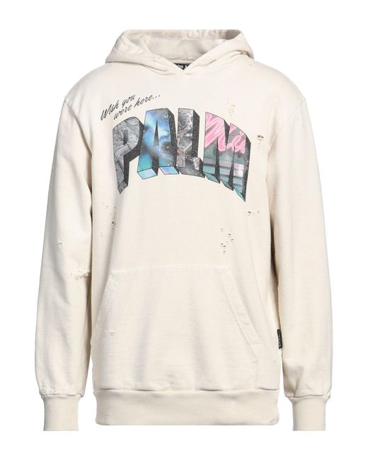 Palm Angels White Ivory Sweatshirt Cotton, Polyester for men