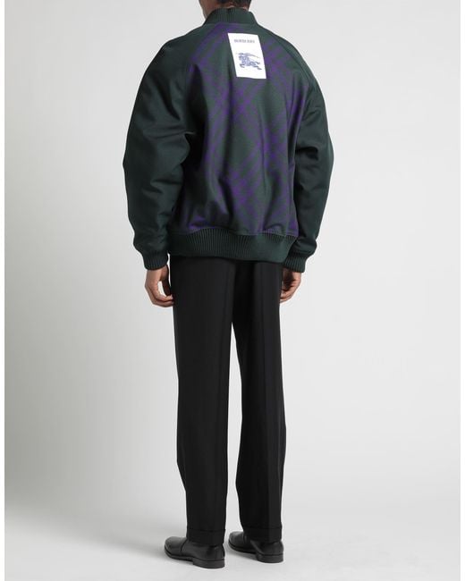 Burberry Blue Wool Bomber Jacket for men