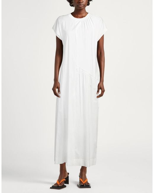 Alpha Studio White Maxi Dress Cotton, Elastane