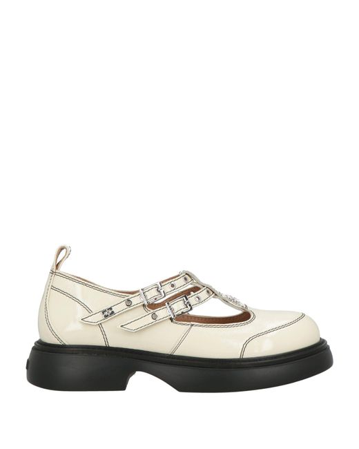 Ganni White Cream Pumps Textile Fibers