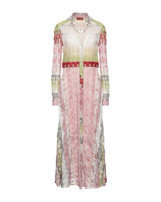 Missoni Pink Midi Dress Silk, Elastane