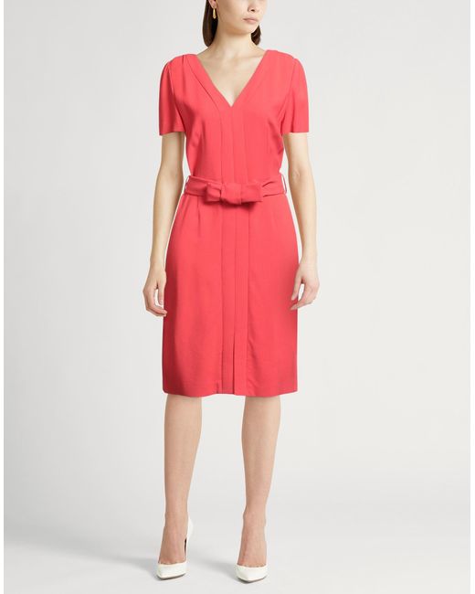 Paule Ka Pink Midi Dress Viscose, Wool, Elastane