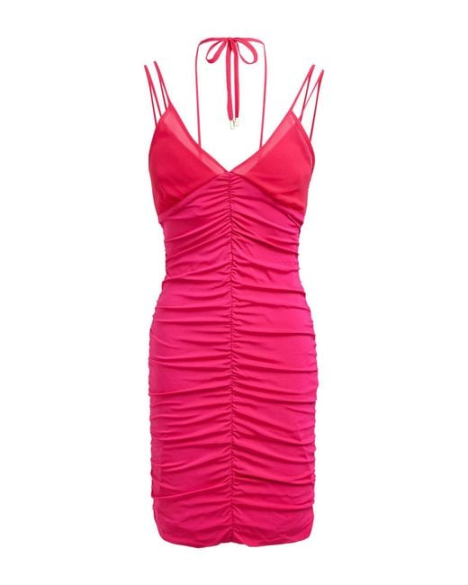 SIMONA CORSELLINI Pink Fuchsia Mini Dress Viscose, Elastane