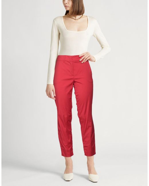 Marella Red Pants Cotton, Polyamide, Elastane