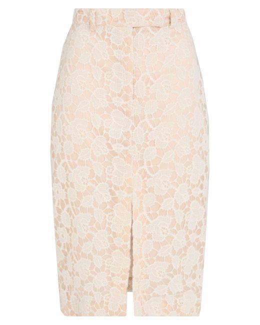 Rochas Natural Cream Midi Skirt Acrylic, Wool, Polyamide