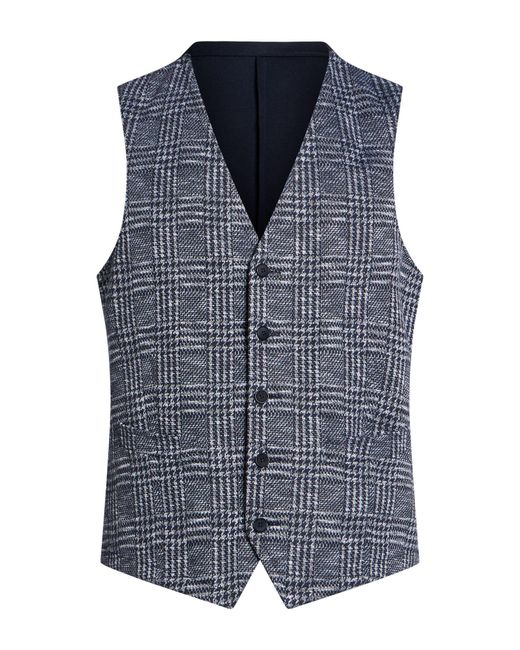 DIGEL Blue Tailored Vest Polyester, Cotton, Viscose, Elastane for men