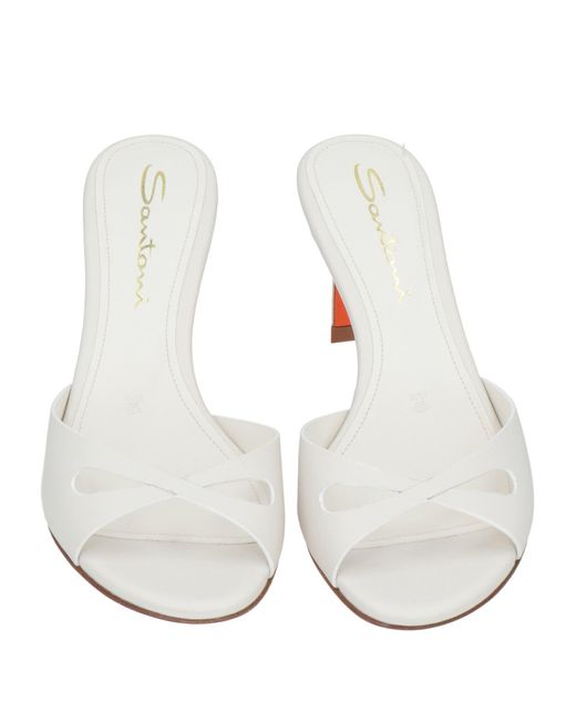 Santoni White Sandals Leather