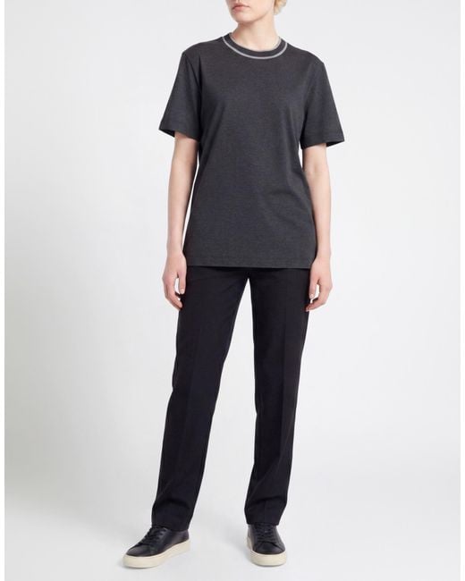 Peserico Black T-Shirt Cotton, Cashmere, Merino Wool