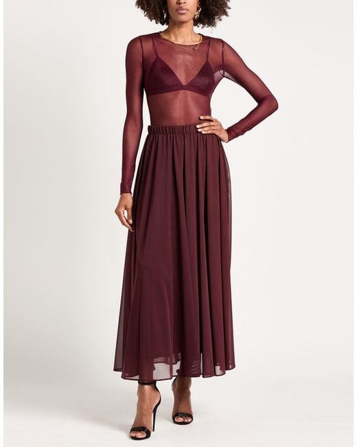 Alysi Purple Crème Burgundy Maxi Skirt Acetate, Polyester