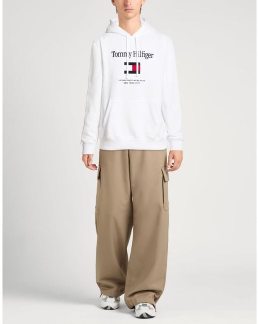 Tommy Hilfiger White Sweatshirt Cotton, Recycled Polyester for men