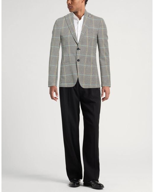 Manuel Ritz Gray Blazer Polyacrylic, Cotton, Elastane for men