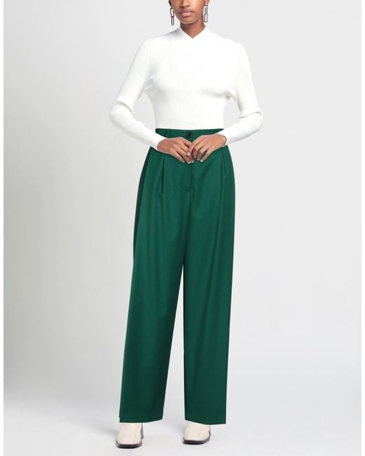 SOLOTRE Green Pants Polyester, Viscose, Elastane