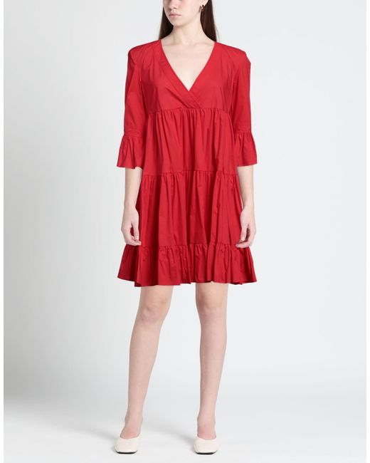 MEIMEIJ Red Midi Dress Cotton